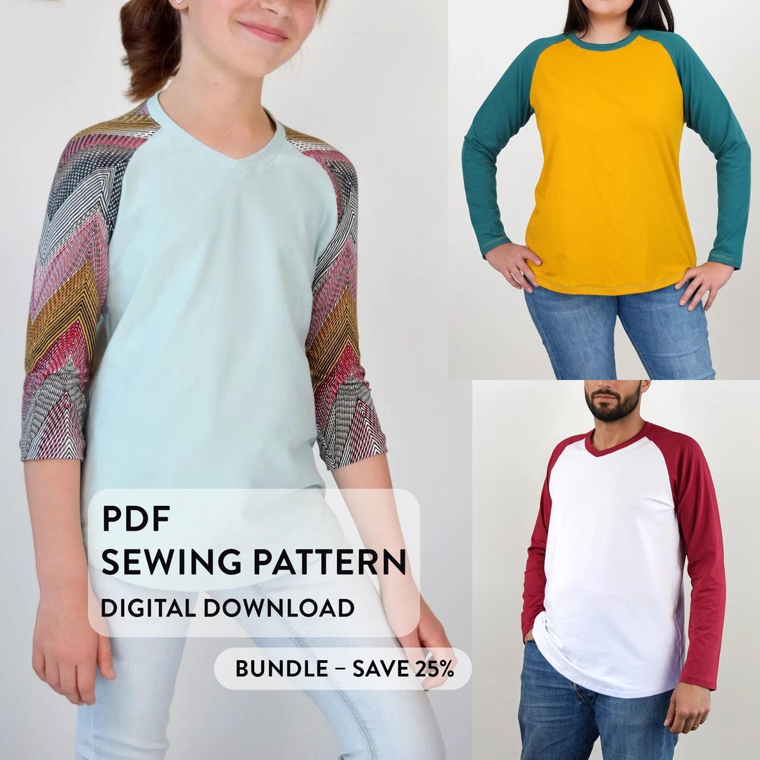 Tao Block Pattern PDF Sewing Pattern Bundle – Tao Family Raglan T-shirts - Etsy