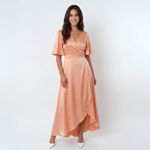 green emerald velvet dress Peach Lace Off Shoulder Plunging Long Prom Formal Dress main image 1