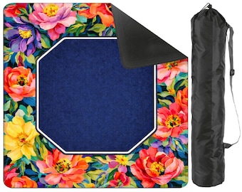 Tapis de mahjong floral tropical | Surface de jeu bleu marine style Palm Beach