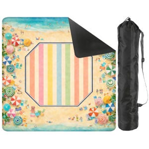 Beach Club Mahjong Mat, Coastal Palm Design, Resort Umbrella Game Mat image 2