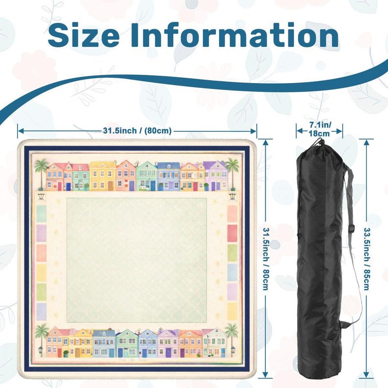 Rainbow Row Mahjong Mat | Charleston Coastal Style, 31.5 x 31.5 image 4