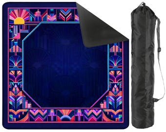 Tapis de mahjong bleu marine fluo