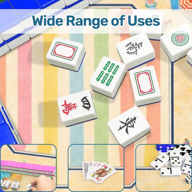 Beach Club Mahjong Mat, Coastal Palm Design, Resort Umbrella Game Mat image 8
