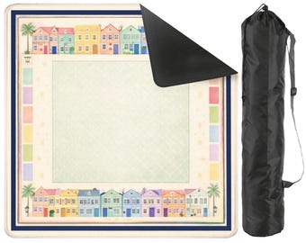 Tapis de mahjong arc-en-ciel | Style côtier Charleston, 31,5 x 31,5