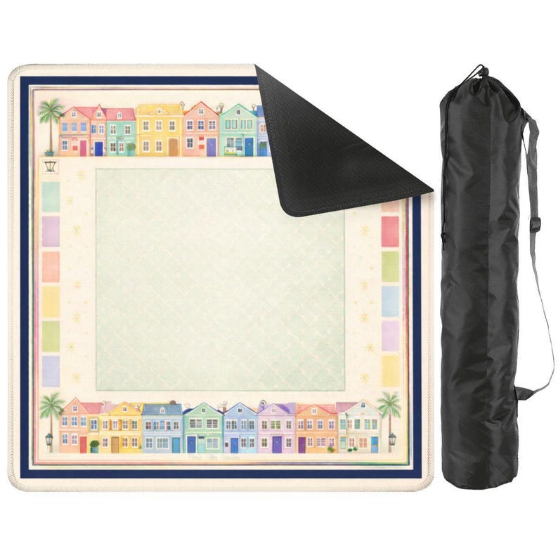 Rainbow Row Mahjong Mat | Charleston Coastal Style, 31.5 x 31.5 image 1