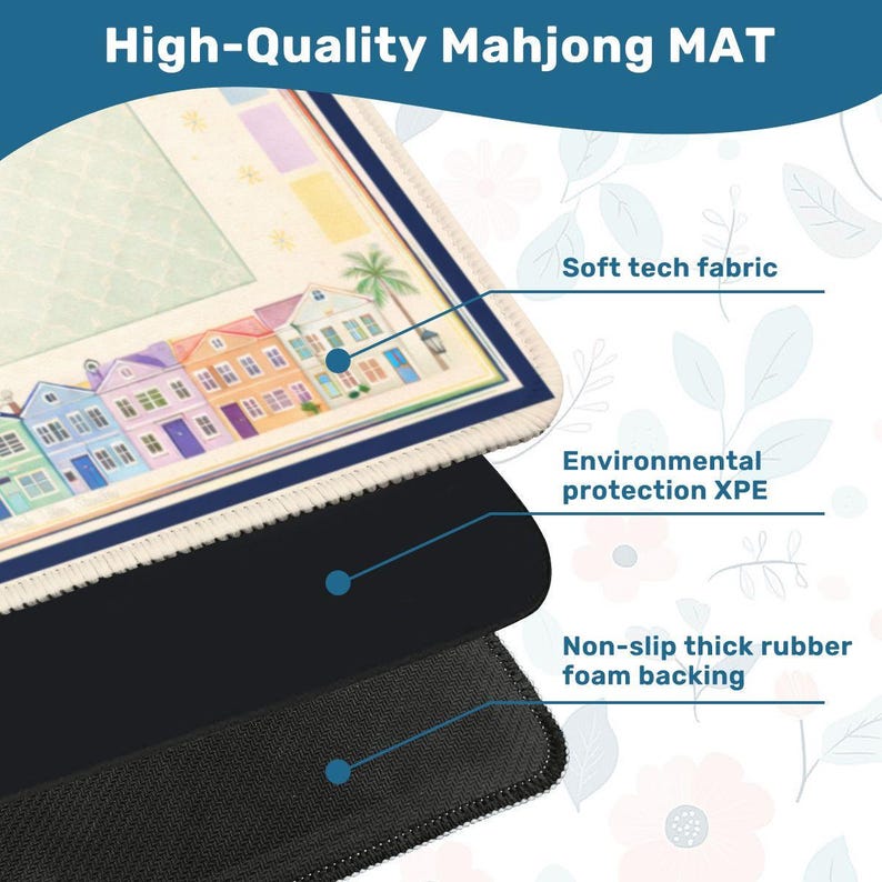 Rainbow Row Mahjong Mat | Charleston Coastal Style, 31.5 x 31.5 image 5