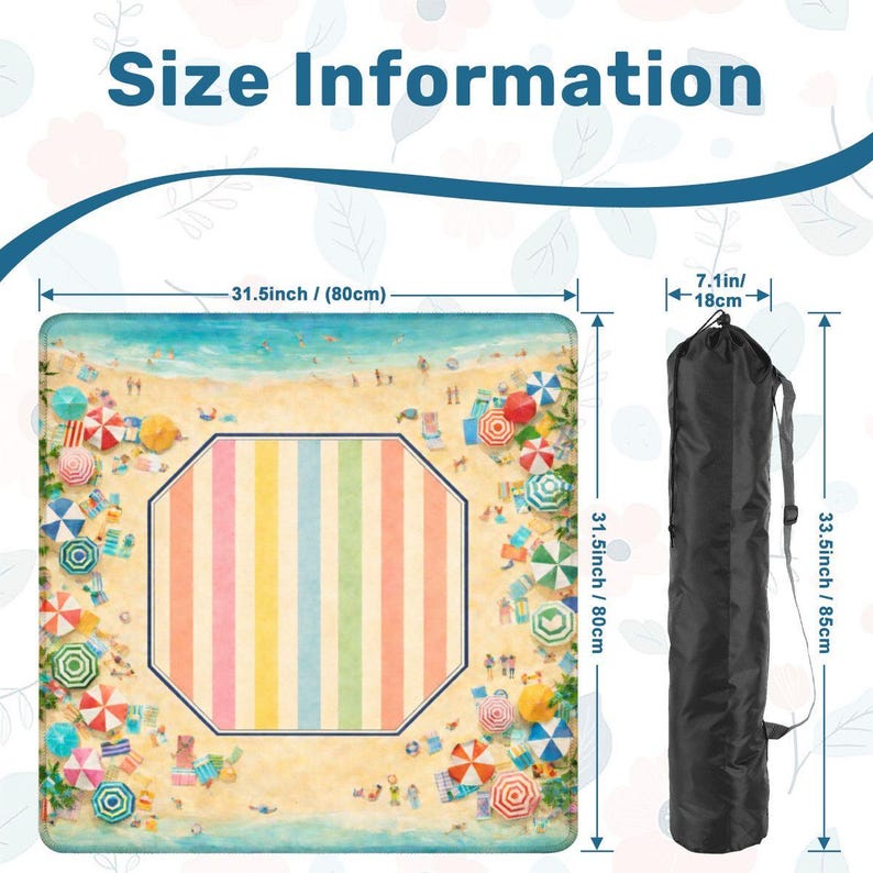 Beach Club Mahjong Mat, Coastal Palm Design, Resort Umbrella Game Mat image 5