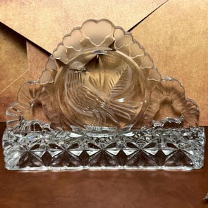 Vintage Hofbauer Byrdes Crystal Letter Holder | West Germany Bird Motif Glass