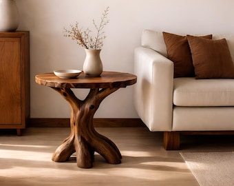 Rustikaler Baumwurzelholz-Beistelltisch | Natürlicher organischer Couchtisch