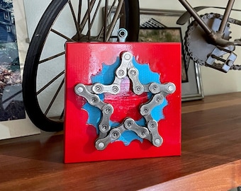 Star Wall Art , Upcycled Bicycle Accessories , Reclaimed Wood Wall Hanging