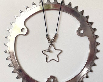 Star Necklace made from a Stainless Steel Bicycle Spoke , Recycled Bike Jewelry