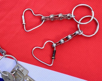 Bike Spoke Heart Key Chain , Stainless Steel Key Ring