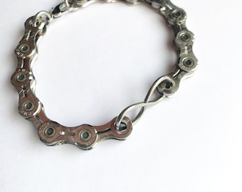 Chain Bracelet with Bicycle Spoke Eternity Symbol , Bike Accessories