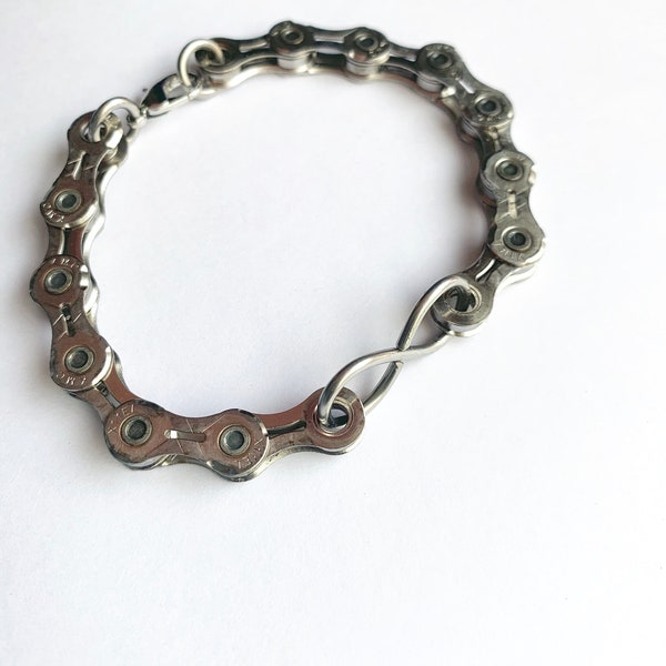 Chain Bracelet with Bicycle Spoke Eternity Symbol , Bike Accessories