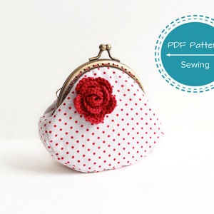 coin purse pattern, sewing pattern, frame purse tutorial for curved frame purse, frame measures 8 cm or 10cm image 1