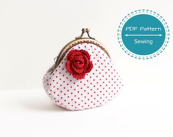 coin purse pattern, sewing pattern, frame purse tutorial for curved frame purse, frame measures 8 cm or 10cm