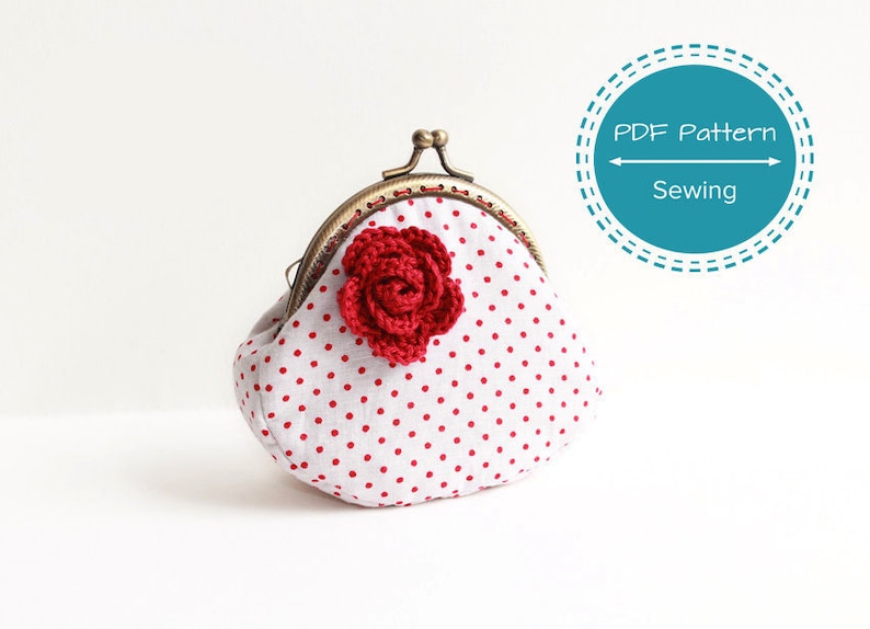coin purse pattern, sewing pattern, frame purse tutorial for curved frame purse, frame measures 8 cm or 10cm image 1