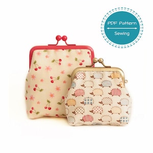 coin frame purse pattern, pdf sewing pattern for metal frame pouch wallet, beginners, 4 different frame sizes,8-10cm frame,4cm frame