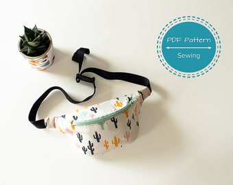 bumbag fanny pack sewing pattern tutorial, one compartment waist bag, festival bag