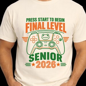 Gamer Senior 2026 Press Start The  Begin Final Level Graduation Shirt, Funny Frog Controller Shirt,