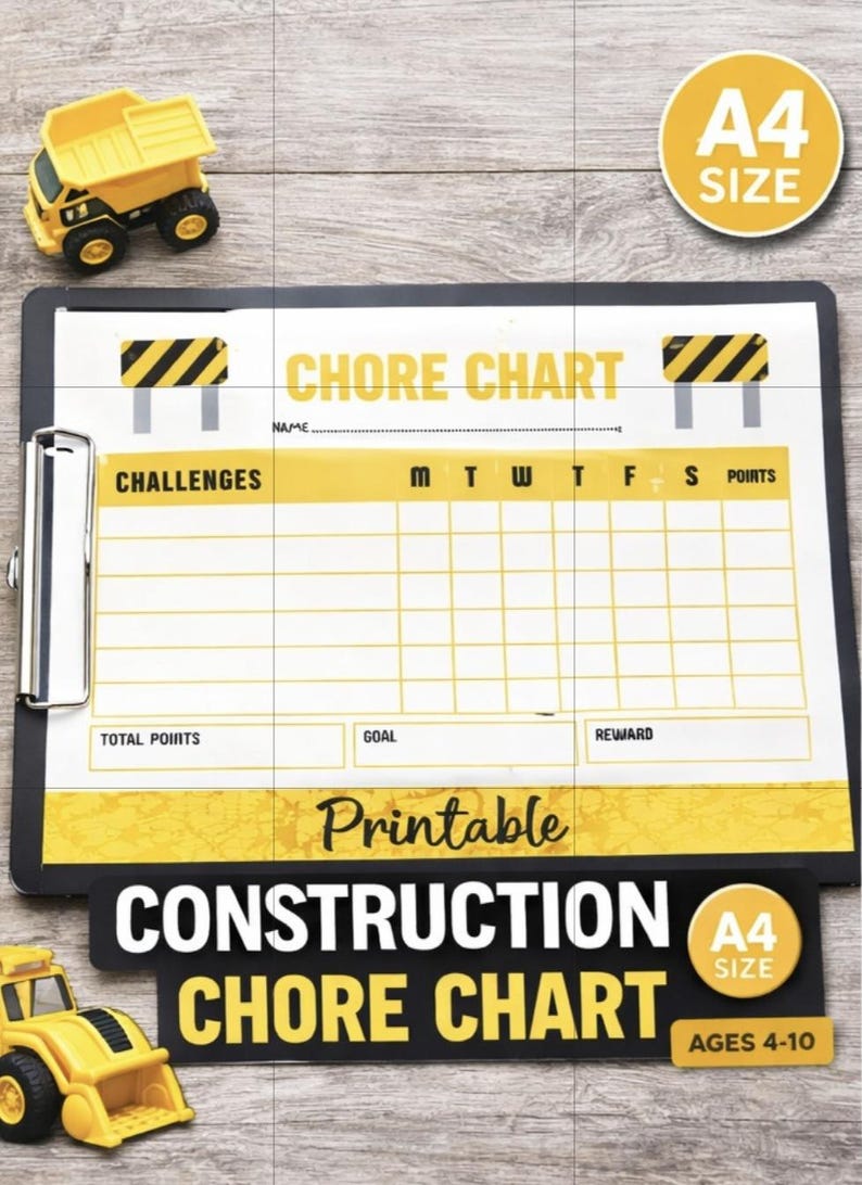 Construction Chore Chart for Kids | PDF Download | Childrens Daily ...