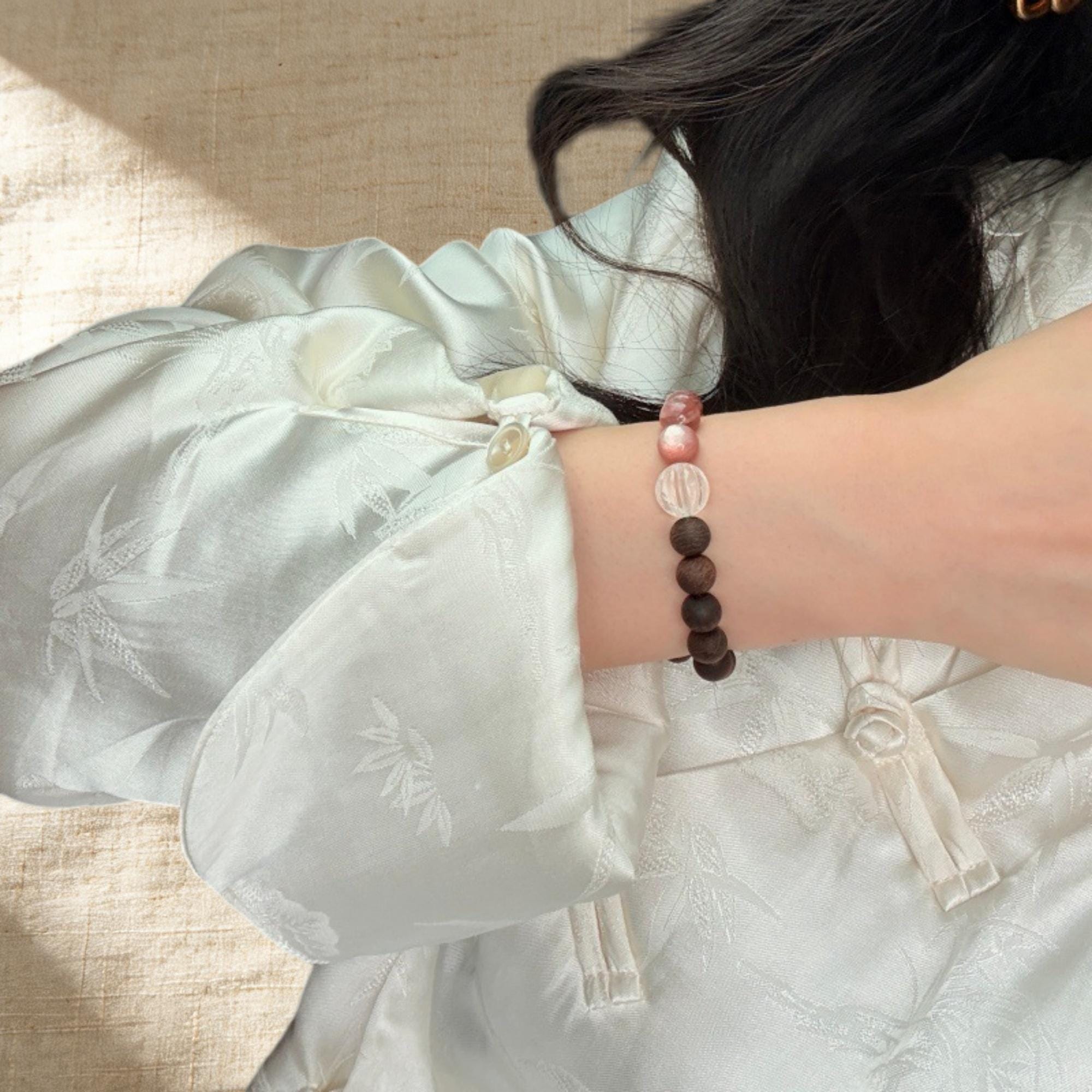 Rose Latte 8mm Pink Lepidolite Healing Bracelet Jiangxiang