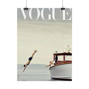 Vogue Cover Print | Summer Dive, Yacht Scene, Fashion Wall Art image 7