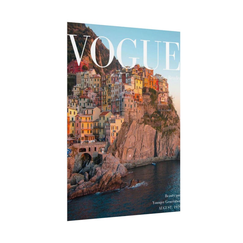 Vogue Magazine Cover Print: Cinque Terre Coastal Village Scene (August 1916) image 3