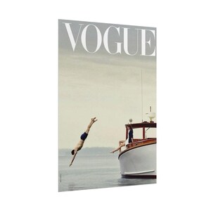 Vogue Cover Print | Summer Dive, Yacht Scene, Fashion Wall Art image 3
