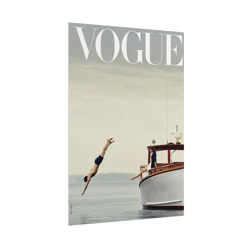 Vogue Cover Print | Summer Dive, Yacht Scene, Fashion Wall Art image 3