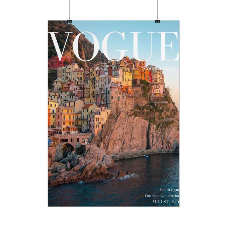 Vogue Magazine Cover Print: Cinque Terre Coastal Village Scene (August 1916) image 2