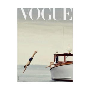 Vogue Cover Print | Summer Dive, Yacht Scene, Fashion Wall Art image 6