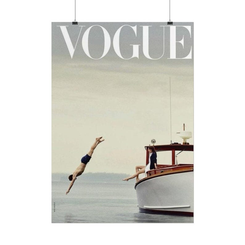 Vogue Cover Print | Summer Dive, Yacht Scene, Fashion Wall Art image 2