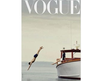 Vogue Cover Print | Summer Dive, Yacht Scene, Fashion Wall Art