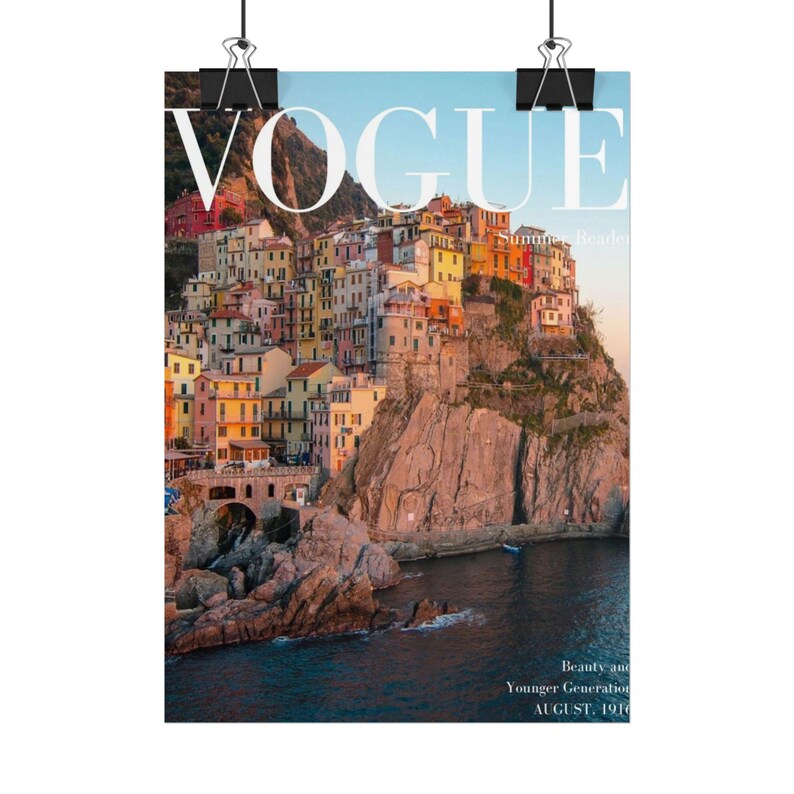 Vogue Magazine Cover Print: Cinque Terre Coastal Village Scene (August 1916) image 12