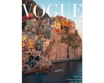 Vogue Magazine Cover Print: Cinque Terre Coastal Village Scene (August 1916)