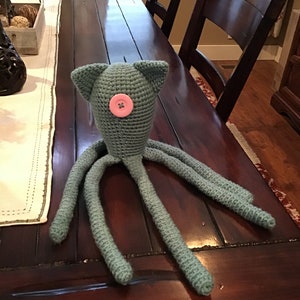 Crocheted One eyed Octopus blue gray