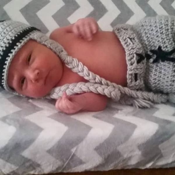 Crocheted baby football beanie and Diaper Cover Any Team Any team color.