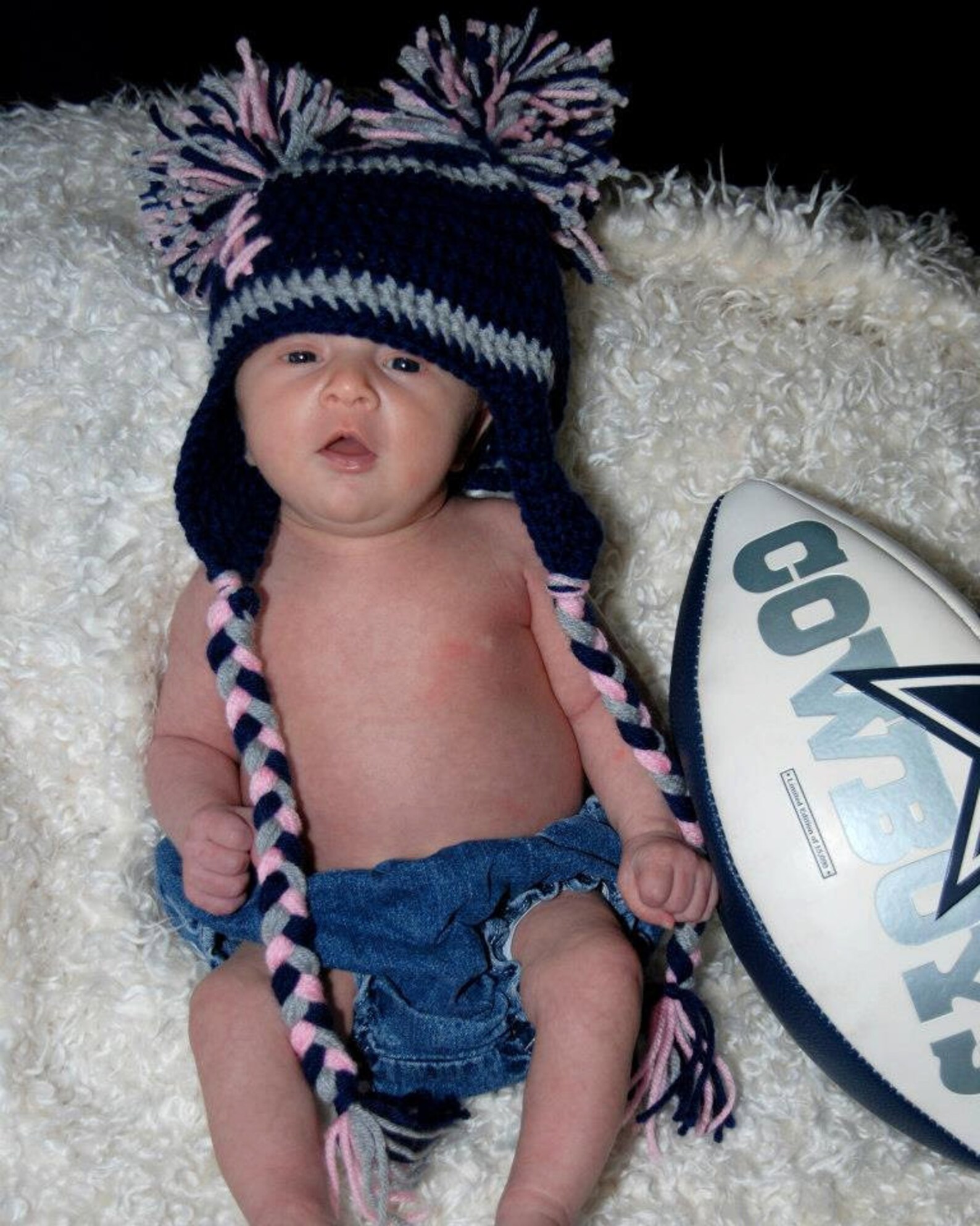 Crocheted baby girl football cheerleader beanie Any Team Any Etsy