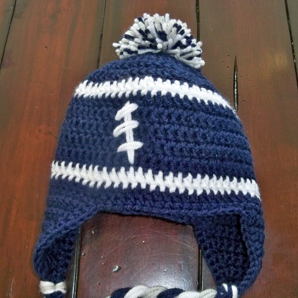 Crocheted baby football beanie  BYU   Any Team, any color, any size