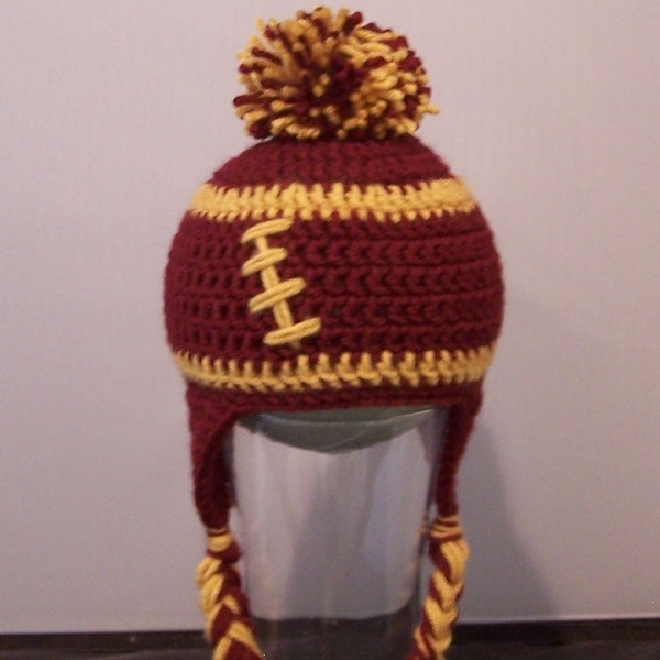 Crocheted baby football beanie Any team, any size, any color