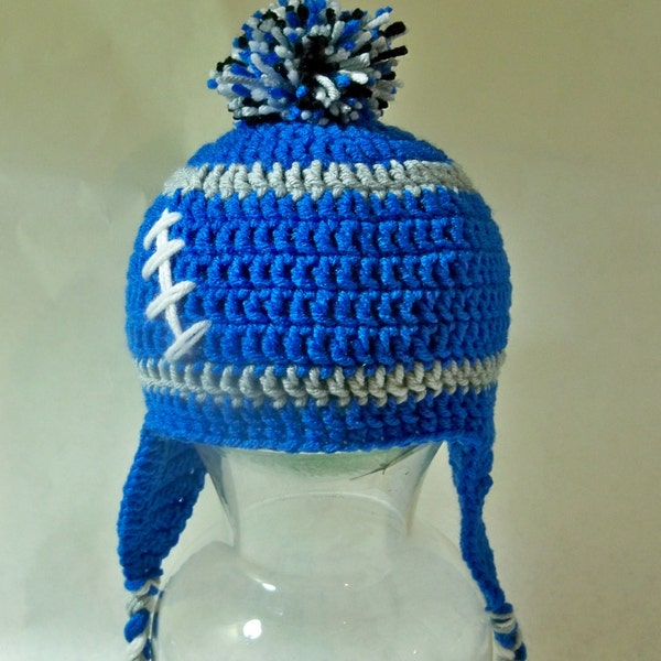 Crocheted baby toddler football beanie   Any team, any size, any color