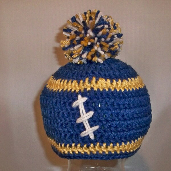 Crocheted baby football beanie  Any Team any size, any color