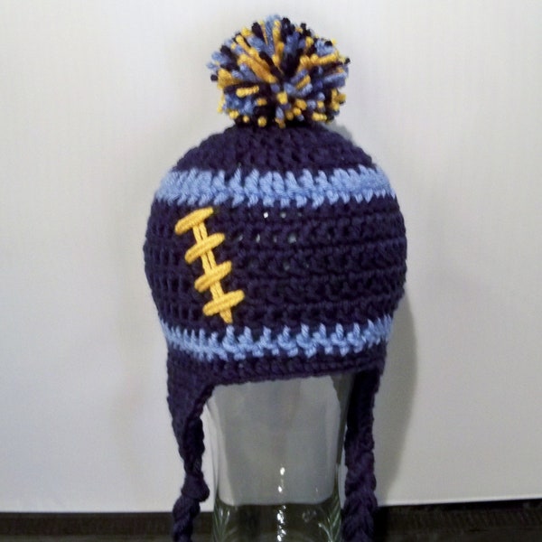 Crocheted baby football beanie   Any Team any size, any color