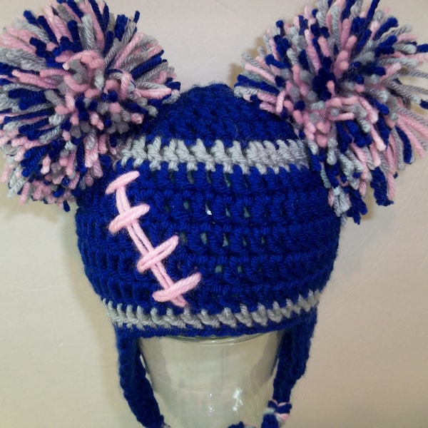 Crocheted baby girl football  cheerleader beanie  Any Team Any Color Combination Cute photo prop