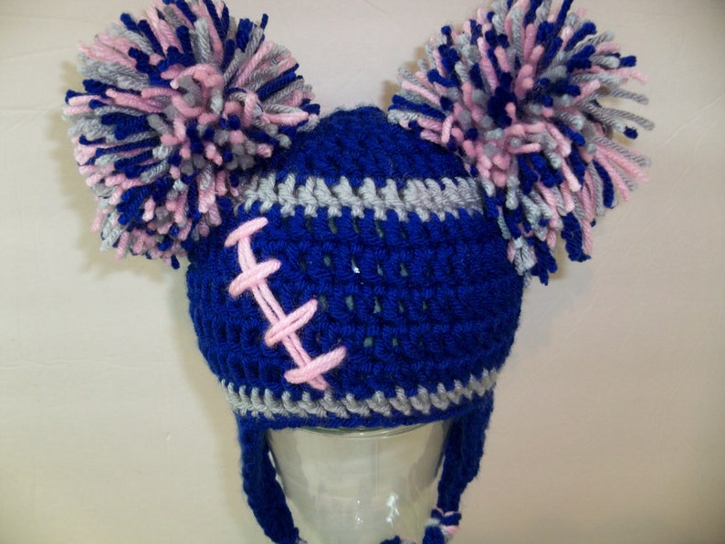 Crocheted baby girl football cheerleader beanie Any Team Any Color Combination Cute photo prop image 3