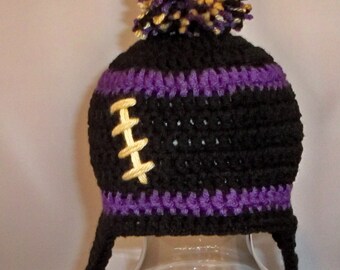 Crocheted baby football beanie Any Team, any color, any size