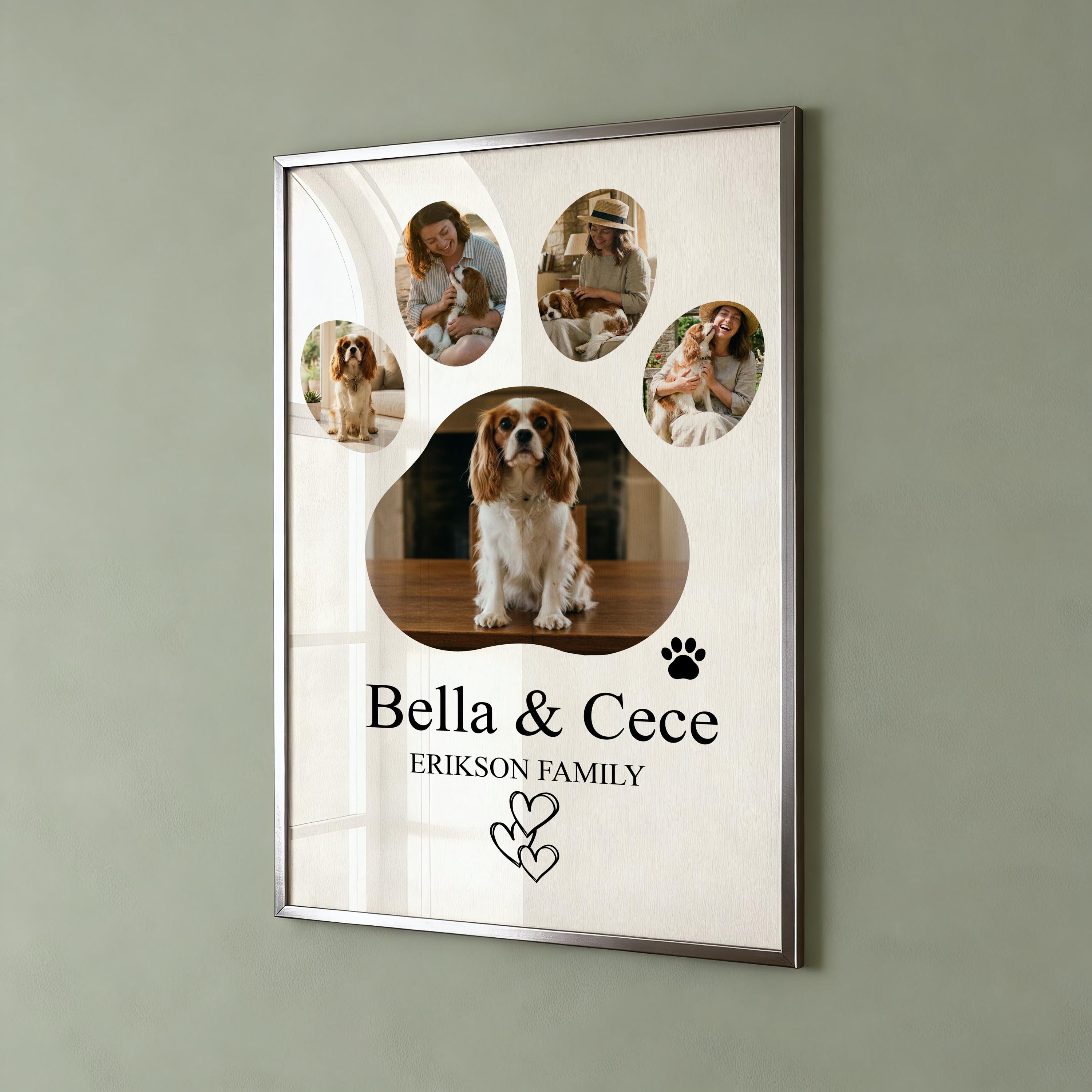 Custom Dog Photo Collage Wall Art, Paw Print Memorial Gift (digital ...