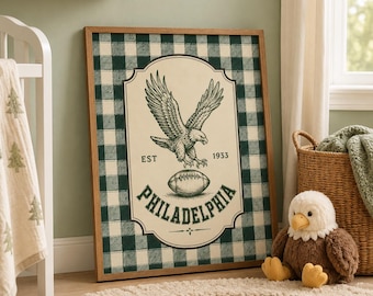 Philadelphia Football Wall Art, Vintage Eagle Football Print, Classic Eagle Football Illustration (Digital Download)