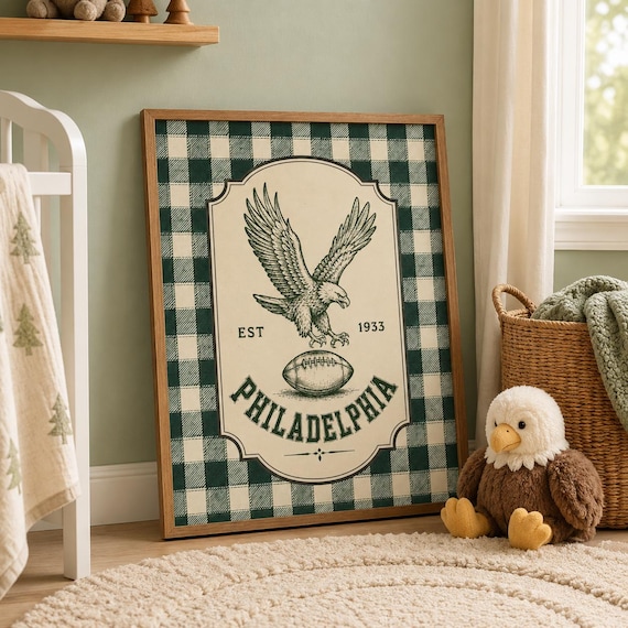 Philadelphia Football Wall Art, Vintage Eagle Football Print, Classic Eagle Football Illustration (Digital Download)
